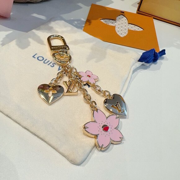 Louis Vuitton Cherry Blossom & Heart Keychain/Bag Charm - Picture 1 of 5